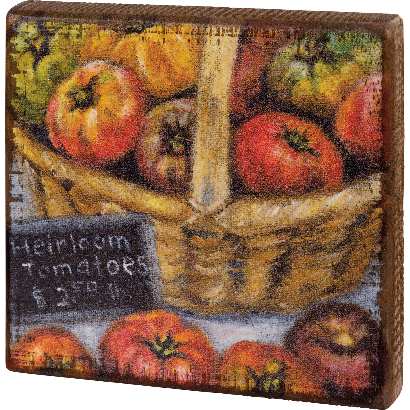 Basket of Heirloom Tomatoes Block Sign