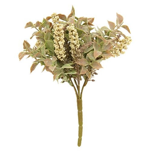 💙 Autumn-hued Cream Herbs 10" Faux Bush