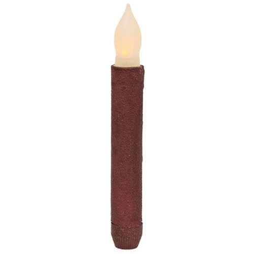 💙 Burgundy Textured 6" LED Timer Taper Candle
