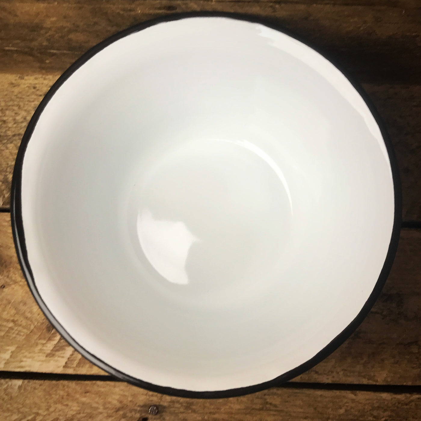 Enamelware Soaps Bowl white with black trim