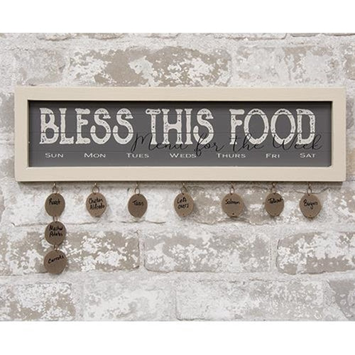 💙 Bless This Food Shiplap Framed SIgn w/ Menu Tags