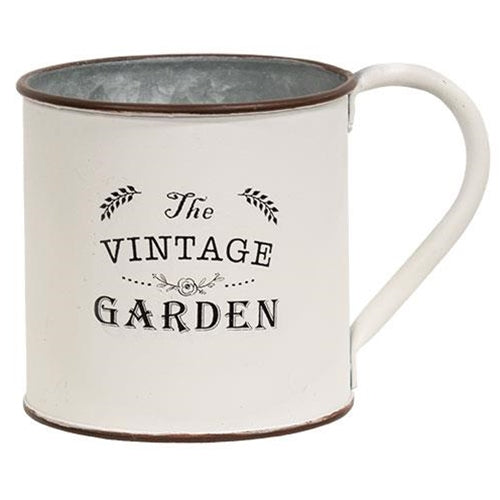 White Metal Vintage Garden Mug