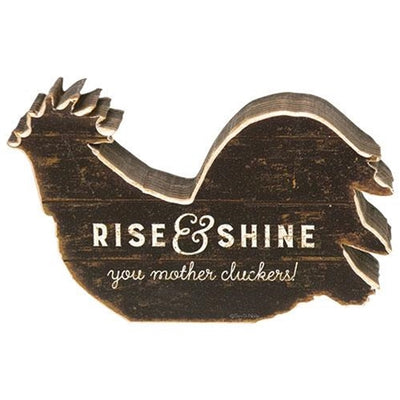 Rise & Shine Chunky Wood Rooster Shelf Sitter