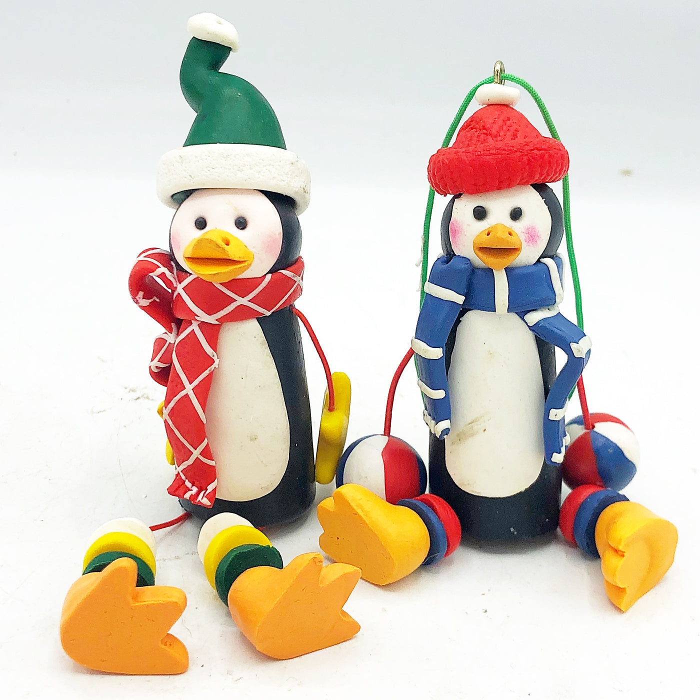 💙 Set of 2 Penguin Clay Look Dangle Ornaments
