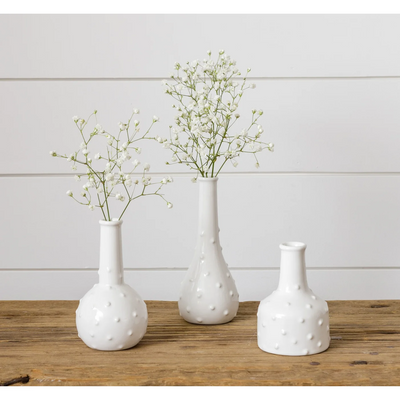 Set of 3 Dottie White Bud Vases
