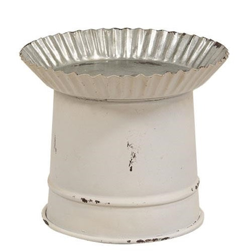 💙 Cottage Chic White Metal Bucket 5.75" H Candle Pan