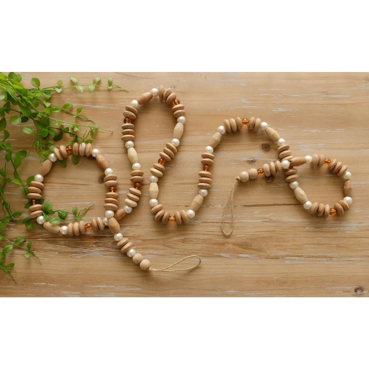 Wood And Pearls 72" Long Farmhouse Beads