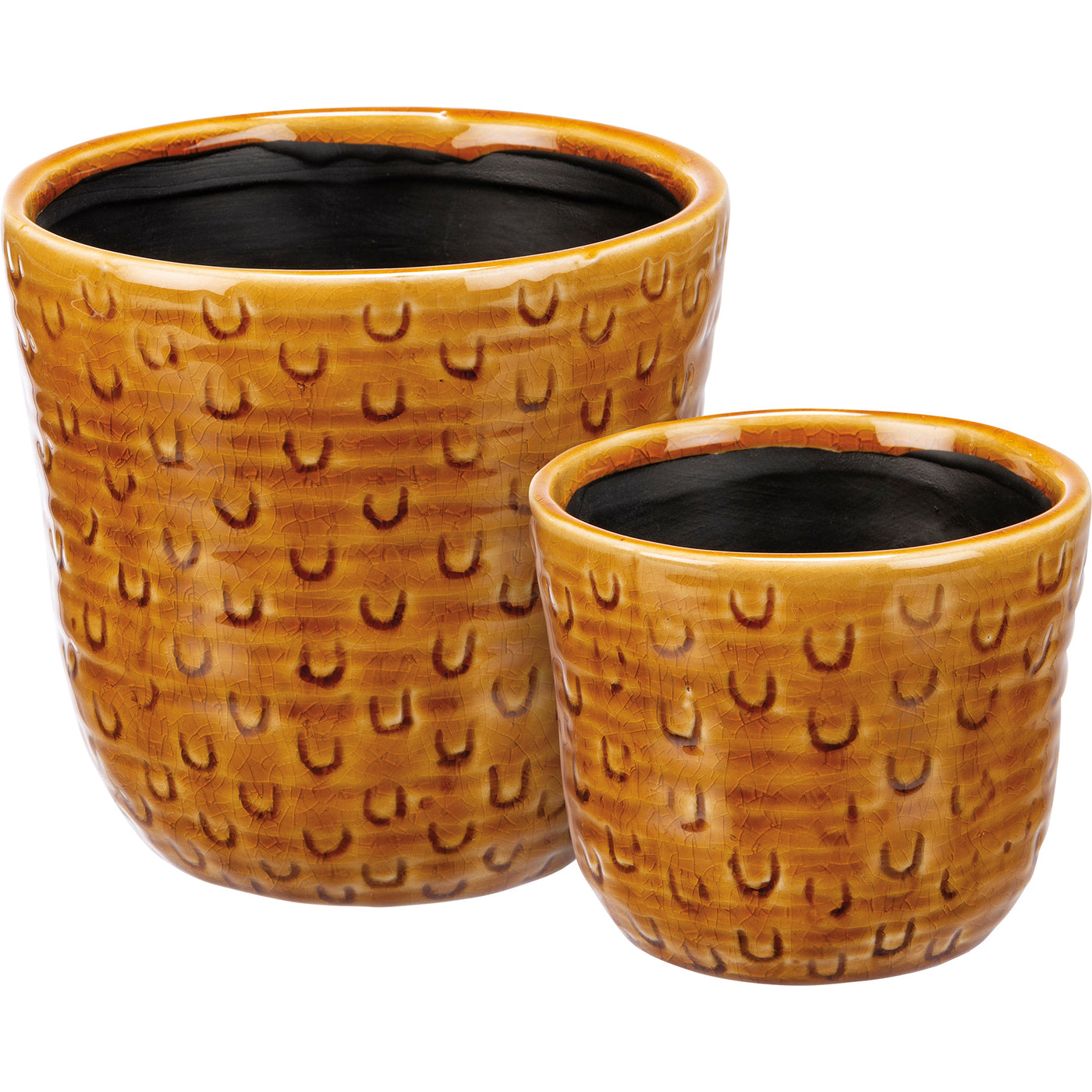 Mustard Ceramic Planter Set of Two 5.75" and 3.75" H
