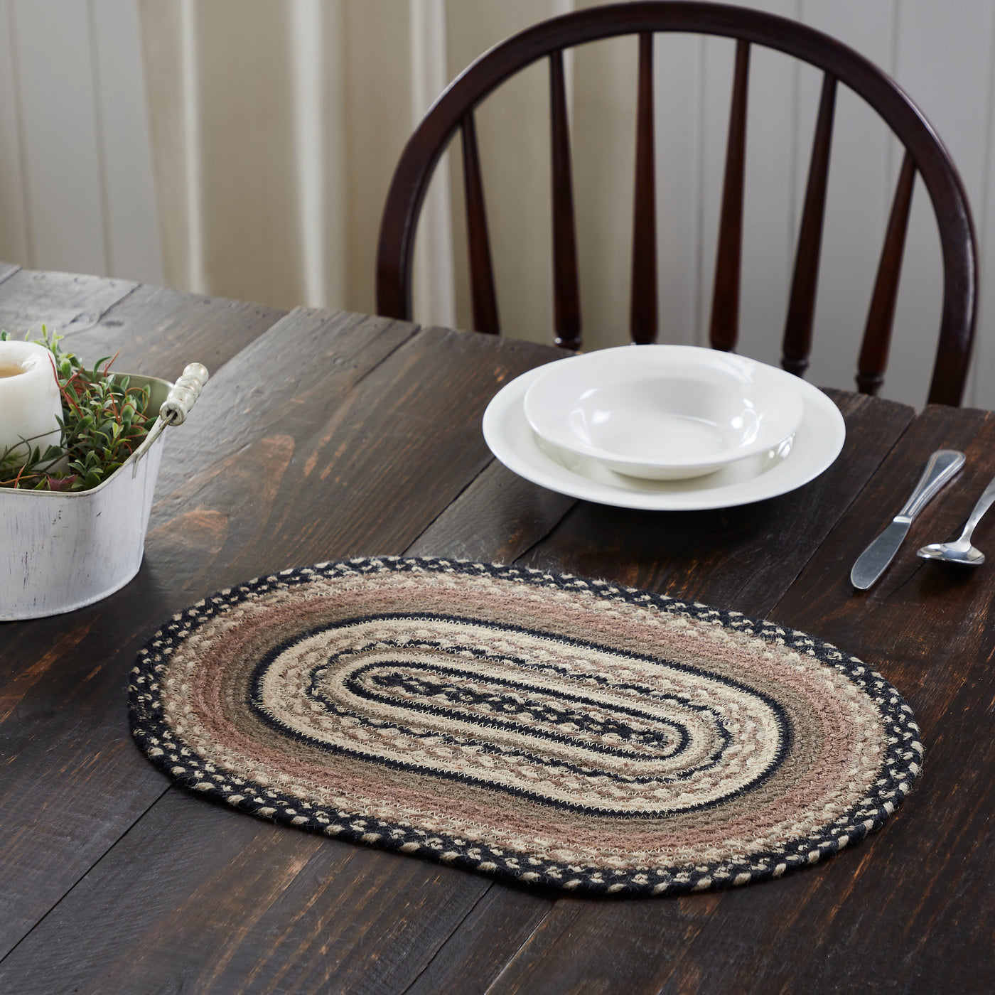 HAPPY BIRTHDAY🎂 💙 Sawyer Mill Charcoal Creme Jute Oval Placemat