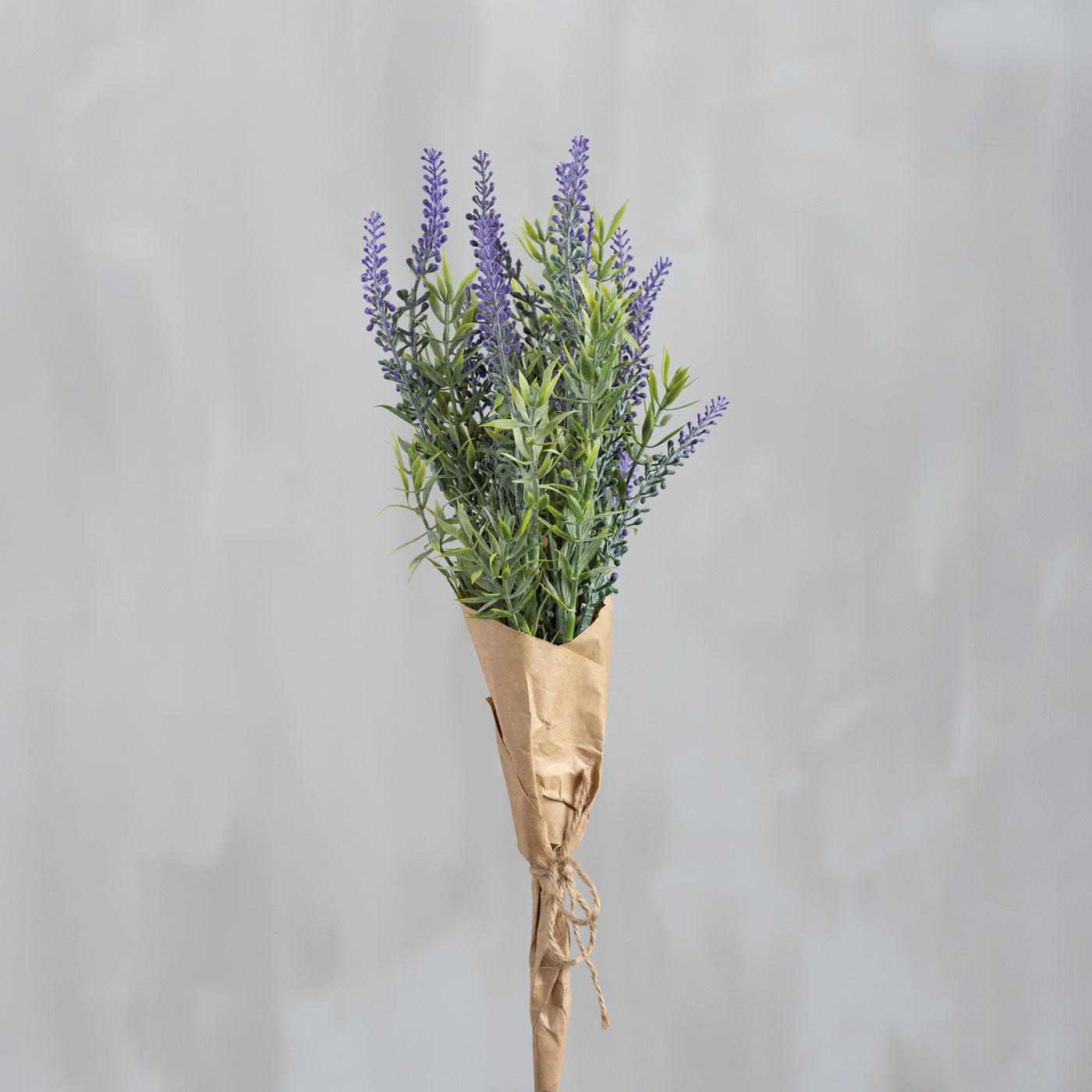 Lavender Faux Bouquet Wrapped in Brown Kraft