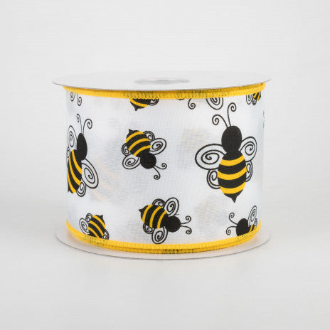 Bee Kind Honey Bees Ivory Ribbon 2.5 x 10 yards 
