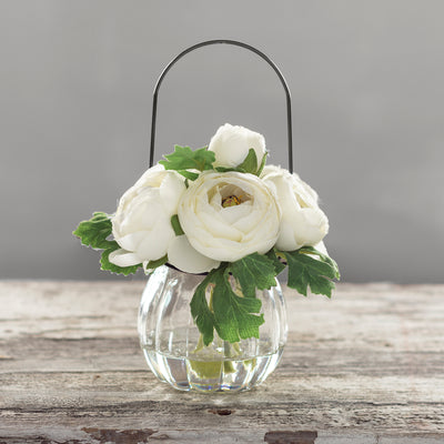 White Ranunculus Faux Florals in a Vase