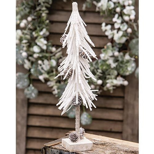 💙 White Glittered Pinecone 12" Faux Tree