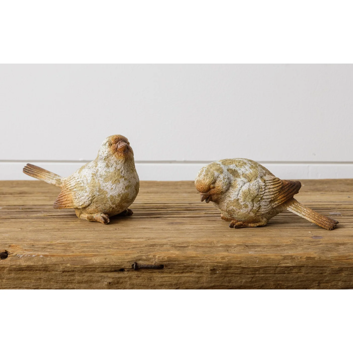 Set of 2 Natural Weathered Finish Rustic Birds
