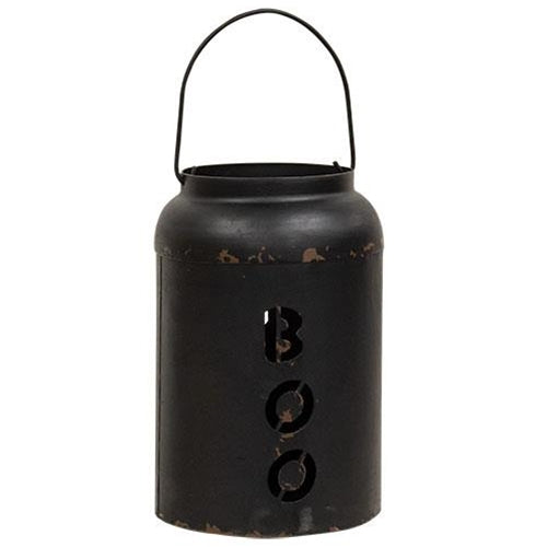 Boo Luminary Distressed Black Metal with Handle