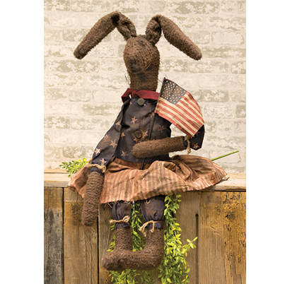 Betsy Bunny Primitive Americana Fabric Figure