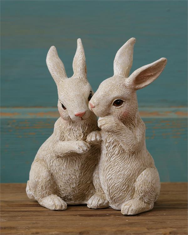 Bunny Rabbit Pair Sharing Secrets Figurine