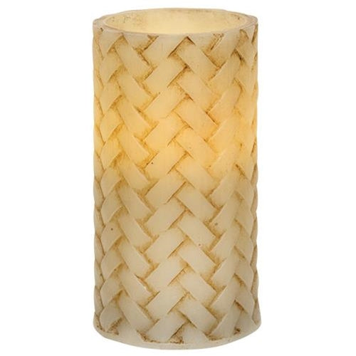 Basketweave LED 5" H Pillar Candle