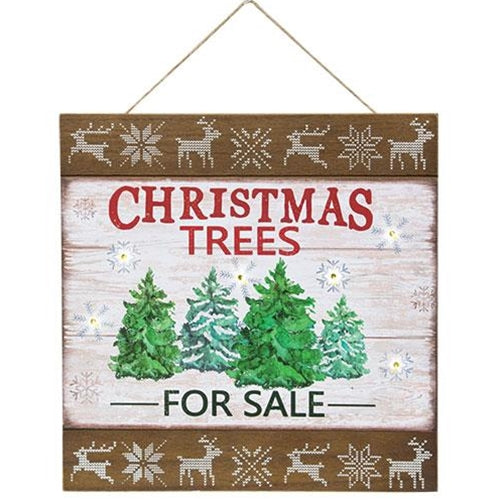 Christmas Trees For Sale Sign w/ LED Light