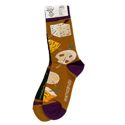 💙 Wine & Cheese Graphic Socks Primitives by Kathy