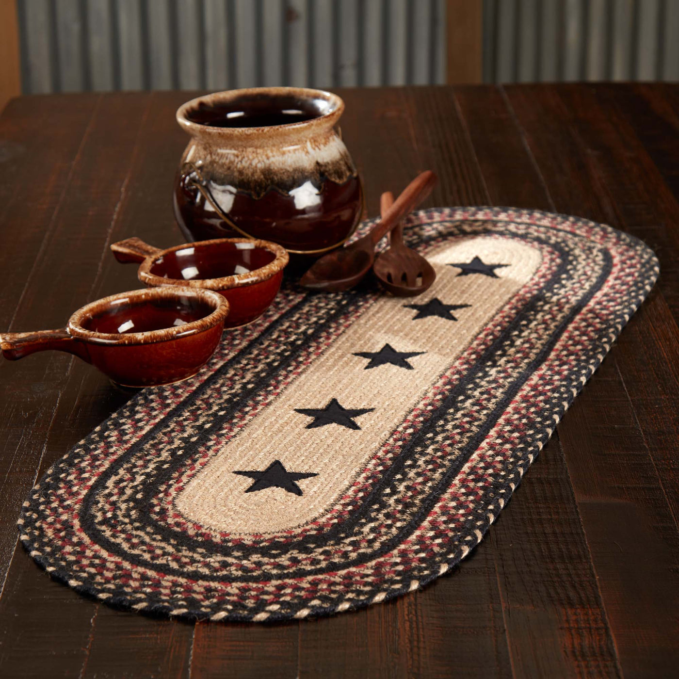 Colonial Star Jute Oval Table Runner 13" x 36"