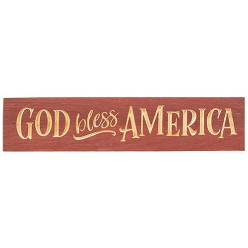 God Bless America 24" Barn Red Engraved Sign