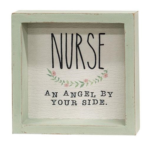 Nurse An Angel By Your Side Distressed Box Sign