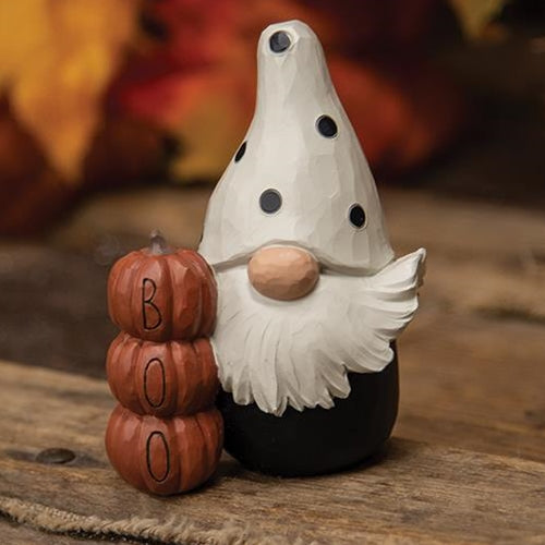 Gnome with Boo Pumpkins 3.5" H Small Figure