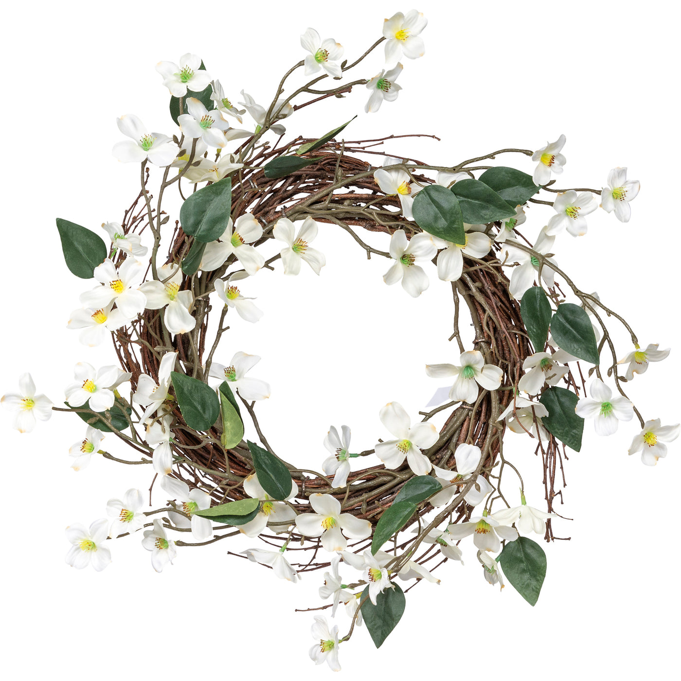 Dogwood Blossoms Faux 17" Twig and Floral Wreath