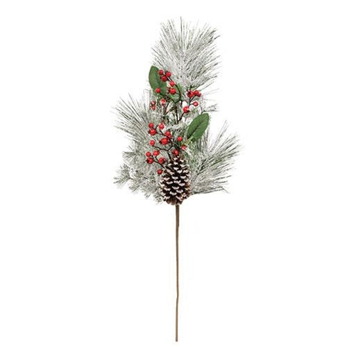 Snowy Long Needle Pine & Berry 33" Faux Branch