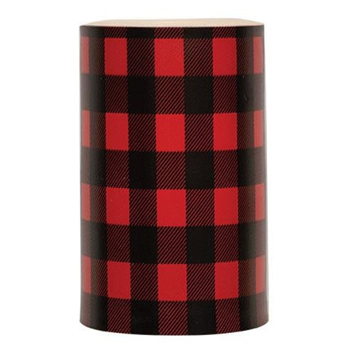 Red Large Buffalo Check 3" x 5" LED Pillar Candle