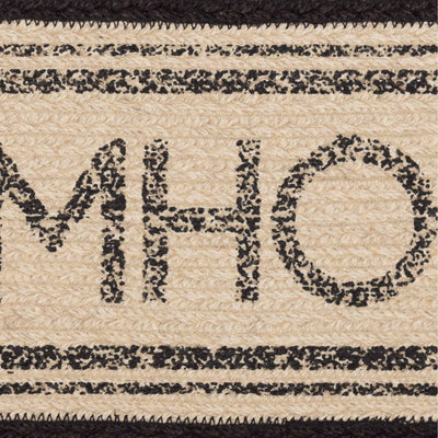 Farmhouse Charcoal And Creme Jute Oval Runner 8" x 24"