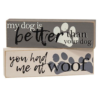 Set of 2 You Had Me At Woof Mini Wooden Block Signs