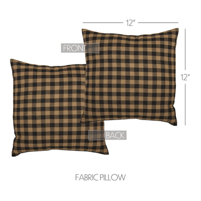 Black Check Fabric 12" Throw Pillow