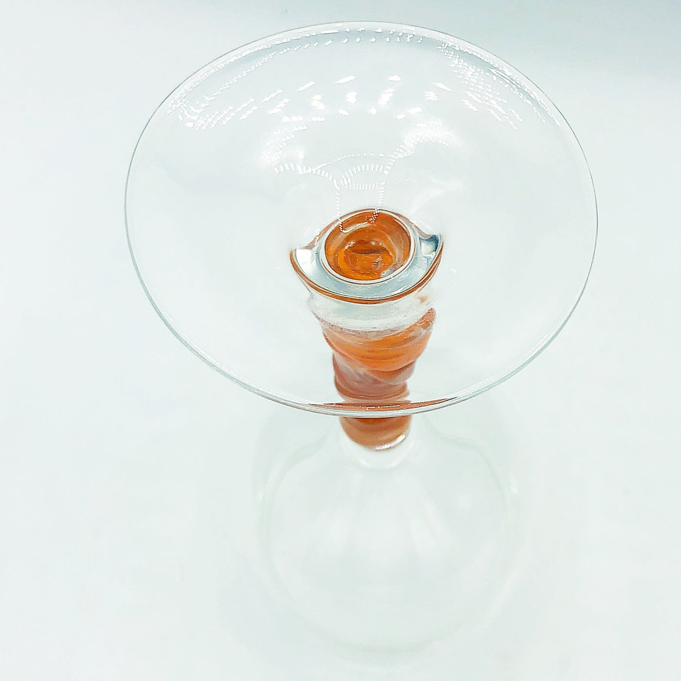 Clear Wine Glass With Orange Swirl Stem