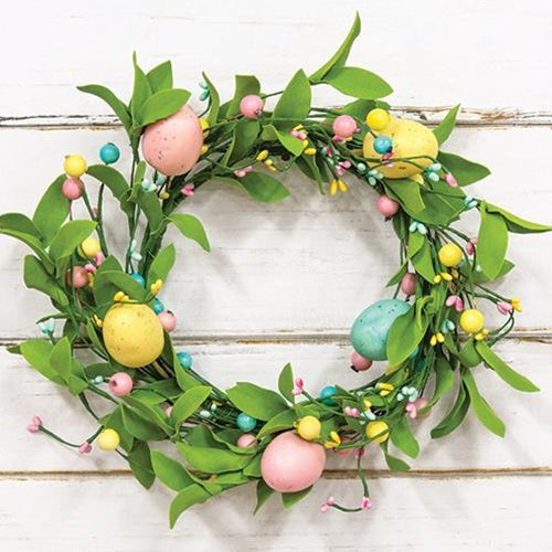 💙 Easter Eggs & Herb Leaves 12" Faux Floral Wreath
