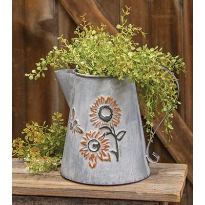 Sunflower & Bee Washed Metal Watering Can