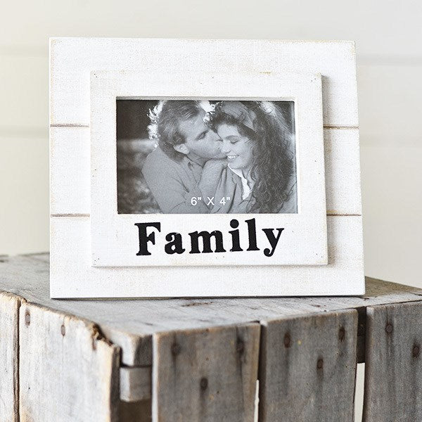 Family White Slat Wooden Frame 4" x 6" photo