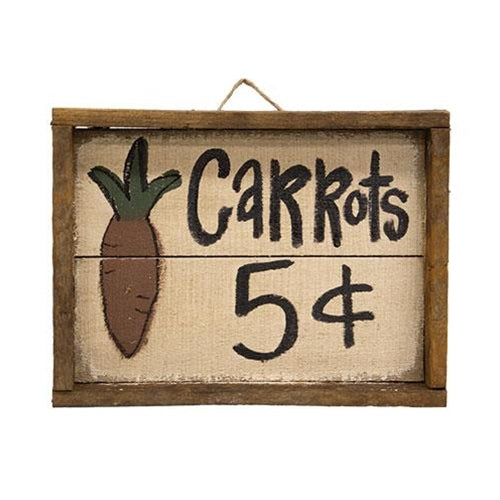 Carrots 5 Cents Rustic Pallet Framed Sign
