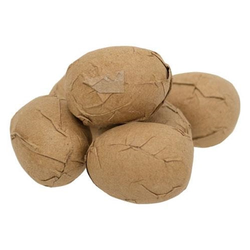 Set of 6 Small Brown Paper Eggs