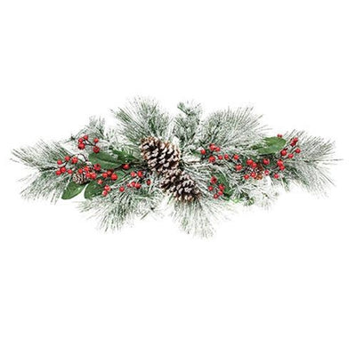 Snowy Long Needle Pine & Berry Faux Foliage Swag