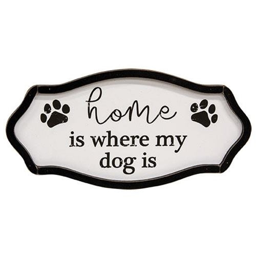 💙 Home is Where My Dog is Distressed Pawprint 11.5" Sign