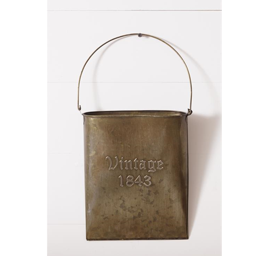 Rustic Hanging Wall Basket Embossed Vintage 1843