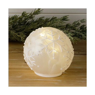 Snowflakes 4" Lighted Glass Ball Decoration