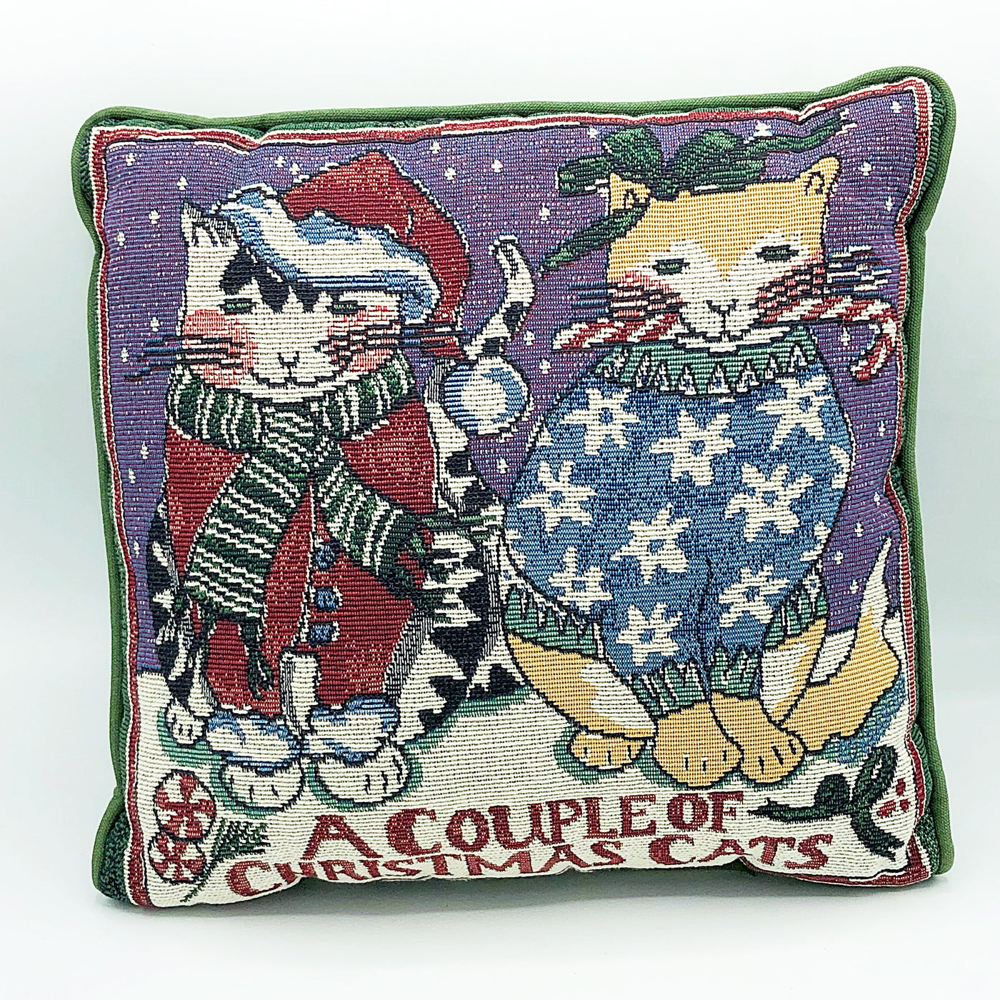 A Couple of Christmas Cats Tapestry Pillow