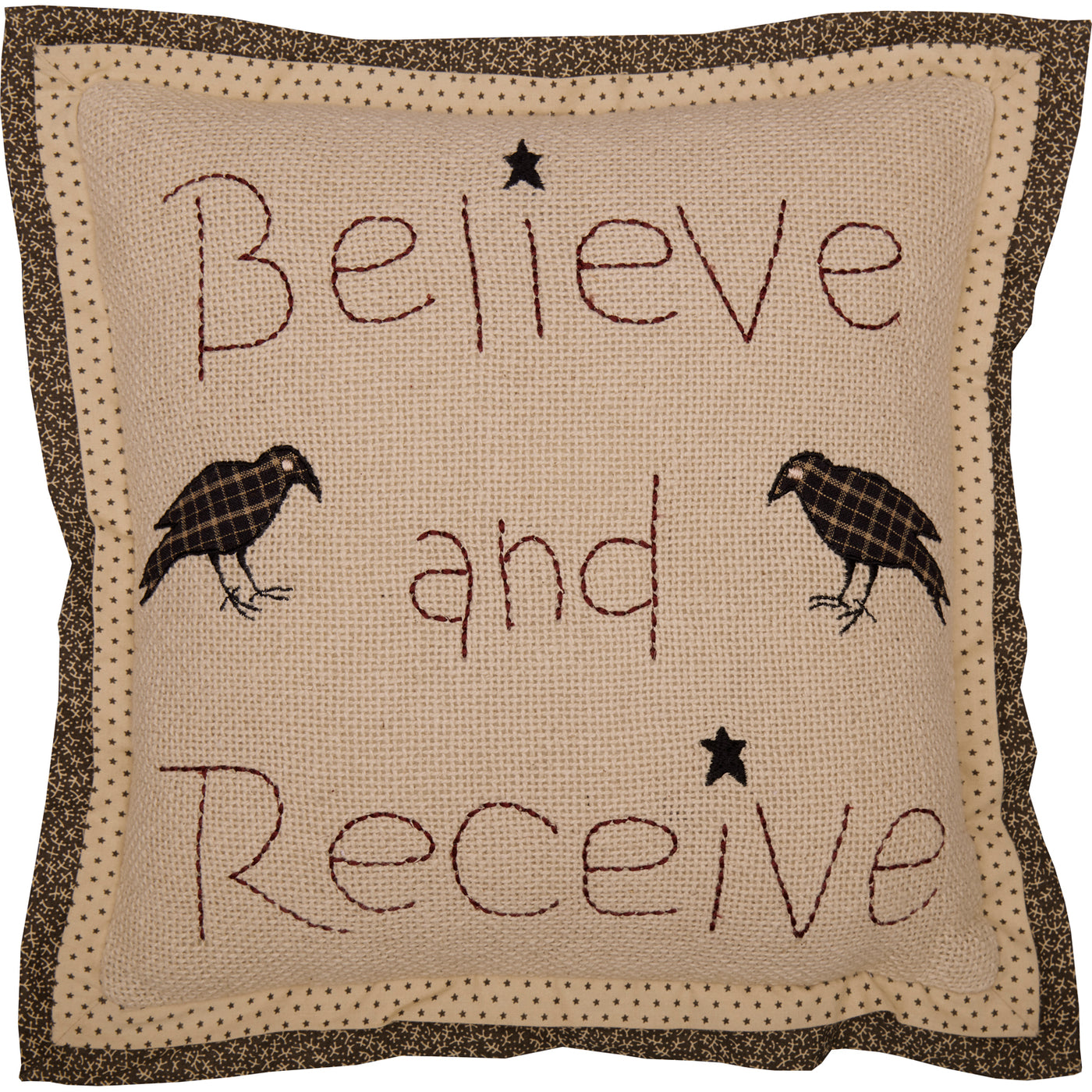 Kettle Grove Believe and Receive 12" Crow Pillow