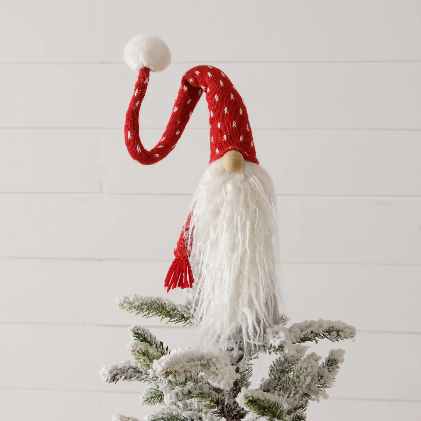 Gnome Tree Topper 17" H Grey and Red