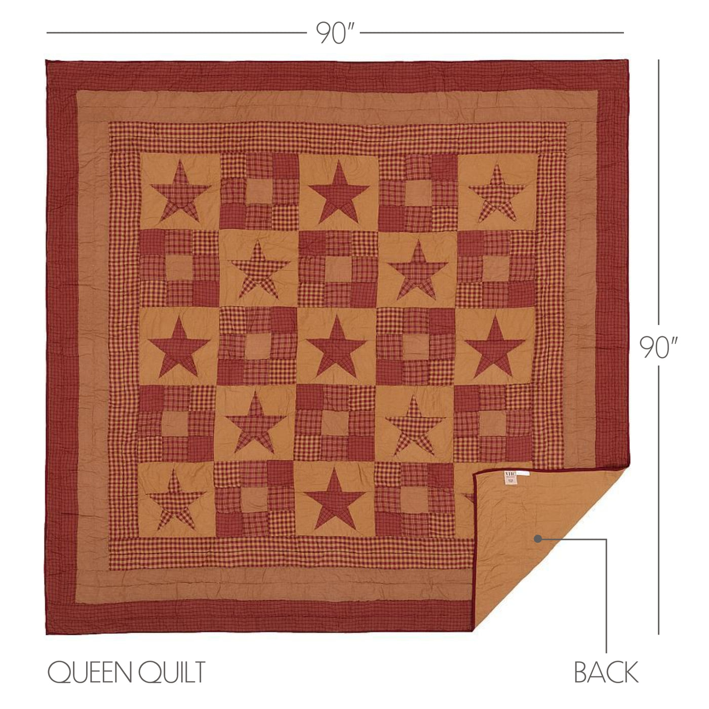 Ninepatch Star Queen Quilt 90'' W x 90'' L