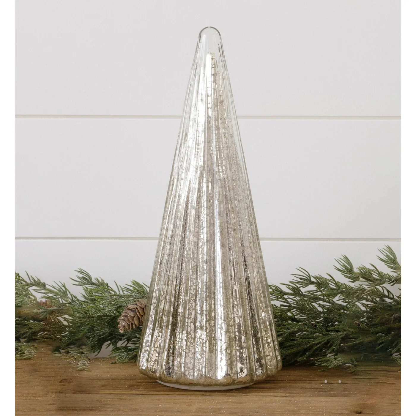 Lighted Mercury Glass Christmas Tree 12.5" H