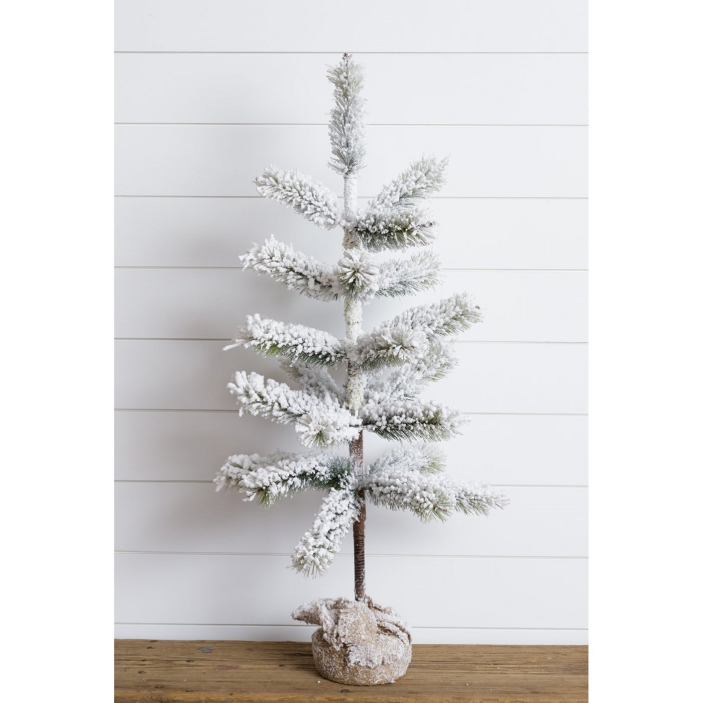 Snowy Frosted Tree With Burlap Base 37" H